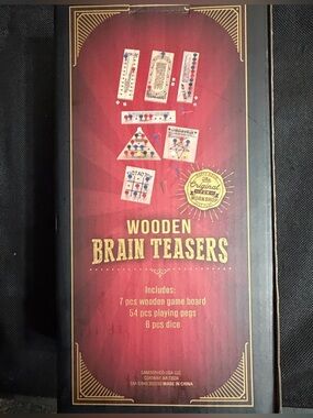 Wooden Brain Teasers 7 Wooden Puzzle Games Family Game Night NIB Toy Collection
